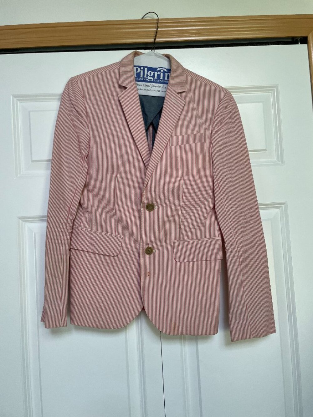 Boys size 14 J.Crew pink seersucker Blazer